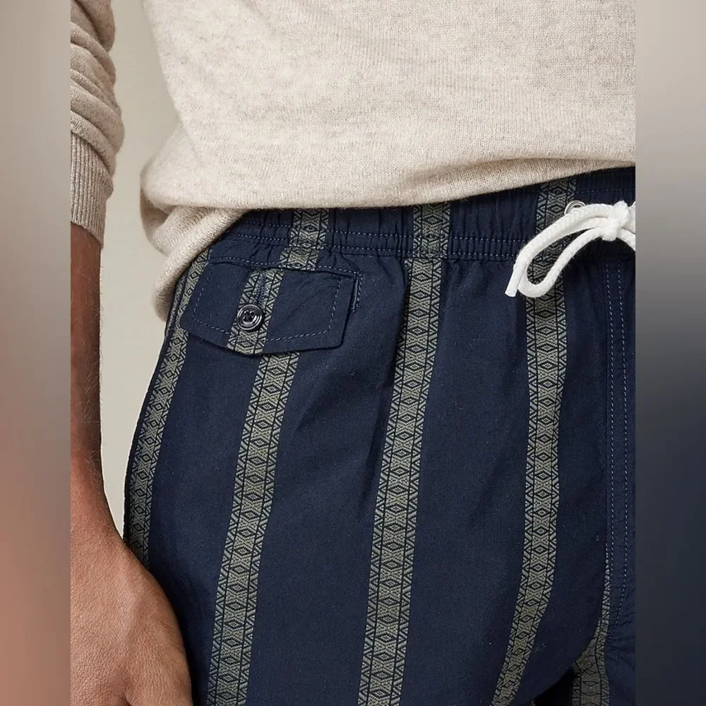 J Crew NWT Men’s 6” Swim Trunk Size Small Cotton Nylon Blend in Dobby Stripe